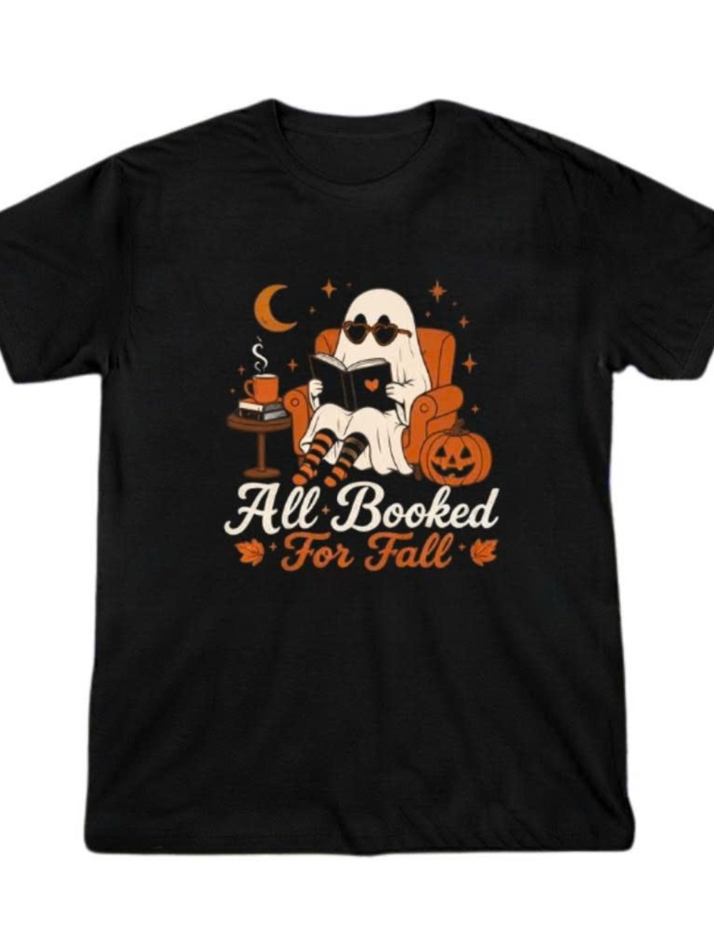 Gildan Shirt Black All Booked For Fall Halloween Graphic Tee